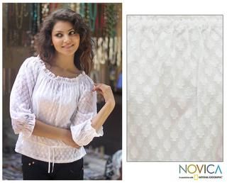 Cotton 'Summer Breeze' Blouse (India) Novica Women's Clothing