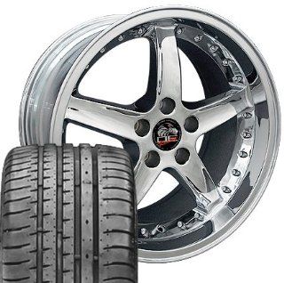 Cobra R Deep Dish Style Wheels and Tires with Rivets Fits Mustang (R)   Chrome 18x9/18x10 Set of 4 Automotive