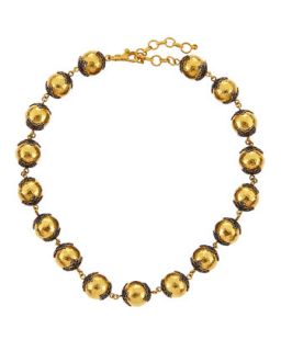 24K Hammered Gold Capped Ball Necklace