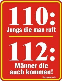 lustig bedruckte Blechschilder "Notruf 110 / 112 !!! ": Küche & Haushalt