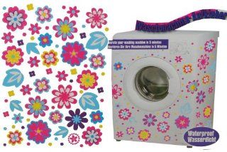 Aufkleber z.B. für Maschmaschine wasserfest   bunte Blumen 136 Stück   Sticker Tattoo Waschmaschinen: Spielzeug