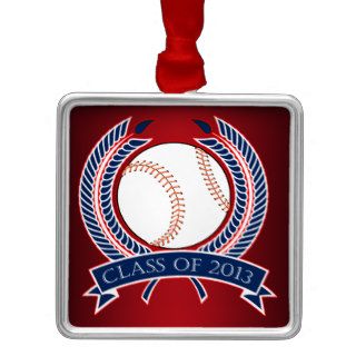 Baseball Ball Player Graduation Class Of 2013 Red Christmas Ornament