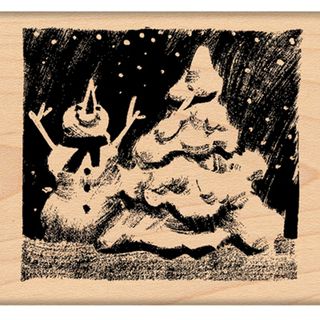 Penny Black Mounted Rubber Stamp 2.5"X2.75" Hooray Snow! Penny Black Wood Stamps