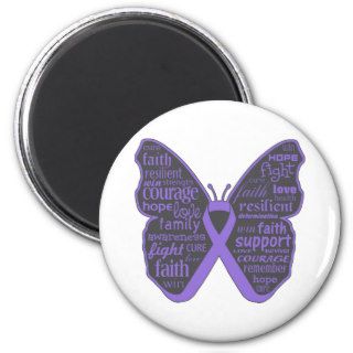 Hodgkins Lymphoma Butterfly Collage of Words Refrigerator Magnets