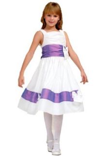 Süßes Taft Kinderkleid Weiss Lila Gr.164 (CH013): Bekleidung