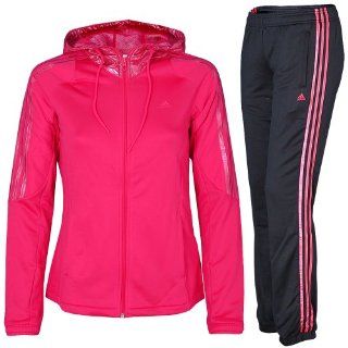 Adidas Damen Trainingsanzug mit Kapuze MEDAL SUIT pink schwarz (XS (164)): Sport & Freizeit