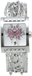 edc Damen Armbanduhr Rock'n roll queen   sparkling silver, silver A.EE100222001: Uhren
