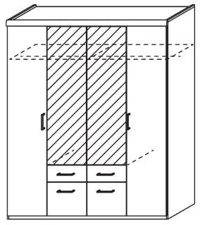 rauch Schlafzimmer Rasa mit Spiegelschrank und Bettbel. 4 tlg (Liegefläche (B x L): 140 x 200 cm, Schrankmaße (B x H): 181 x 227 cm): Küche & Haushalt