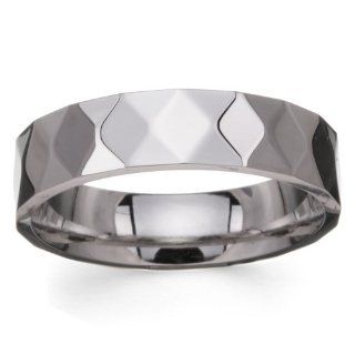 6mm 316L Stainless Steel High Polished Multiple Diamond Cut Faceted Designer Wedding Band Ring (Sizes 9 to 13): FF Jewelry: Jewelry