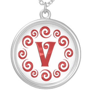 Monogram Letter V Red Jewelry