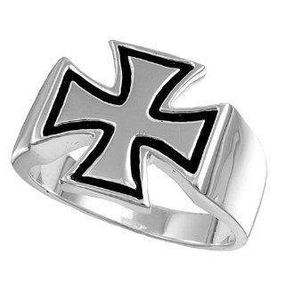 Sterling Silver Iron Cross Ring for Men: Jewelry