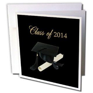 gc_172652_2 Beverly Turner Graduation Design   Graduation Cap and Diploma on Black, Class of 2014   Greeting Cards 12 Greeting Cards with envelopes : Office Products