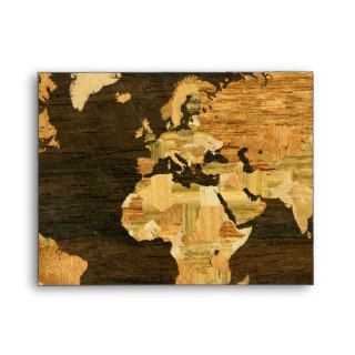 Wooden World Map Envelopes