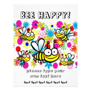 cute colorful spring summer cartoon bees flyer