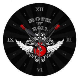 Rock and Roll Winged Guitars Wall Clock