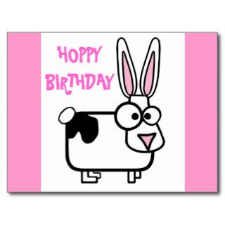 Hoppy Birthday Funny Silly Cartoon Bunny Rabbit Postcards