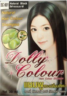 Shampoo hair color dolly Collour (C 901), natural black color, long lasting, easy to use . product form Thailand. Net 30 ml. 