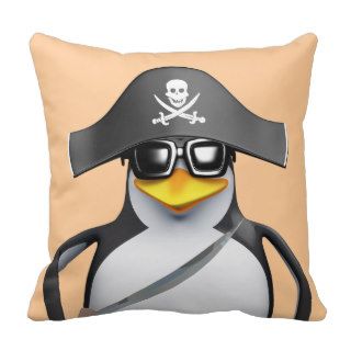 Cute 3d Penguin Pirate (editable) Pillow