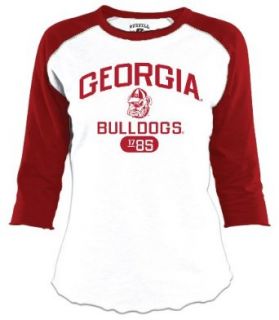 NCAA Georgia Bulldogs Women's Baseball Tee (White/True Red, Large) : Sports Fan T Shirts : Clothing