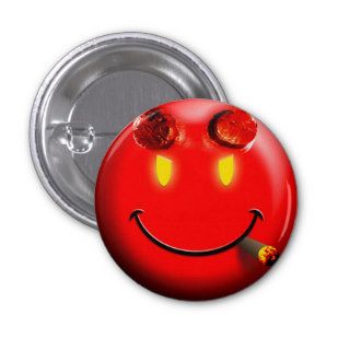 Red Devil Smiley Face   button