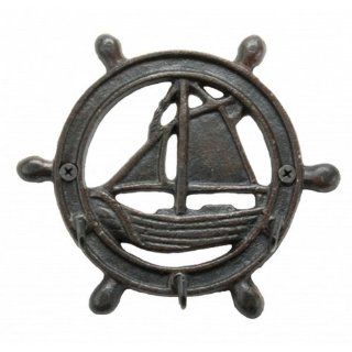 Rustic Iron Ship Wheel/Sailboat Keyrack 6"   Ship Wheel Decor   Sailboat Decoration: Toys & Games