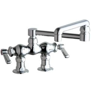 Chicago Faucets 2 Handle Kitchen Faucet in Chrome with 13 in. Double Jointed Swing Spout 772 DJ13ABCP