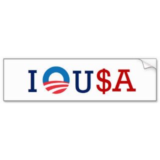 Debt Ceiling Funny Anti Obama 'IOU' USA Bumper Sticker