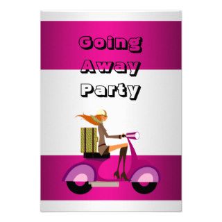 Invitation Going Away Party Girl Bike Luggage Fun