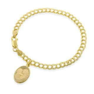 Gold Plated Sterling Silver Mother and Baby Charm Bracelet 7": Jewelry