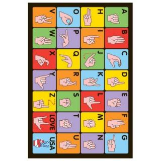 LA Rug Inc. Fun Time Sign Language Multi Colored 19 in. x 29 in. Accent Rug FT 129 1929