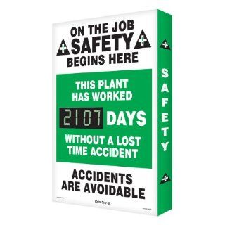 Accuform Signs SCG107 Aluminum Digi Day 2 Electronic Scoreboard, "This Plant Has Worked #### Days Without A Lost Time Accident, " 2" Depth X 20" Width X 28" Height: Industrial Warning Signs: Industrial & Scientific