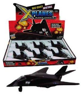 6 Piece 8" F 117 Nighthawk Stealth Strike Fighter Pull back Action Metal Diecast Plane: Toys & Games
