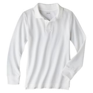 Cherokee Boys School Uniform Long Sleeve Pique Polo   True White S