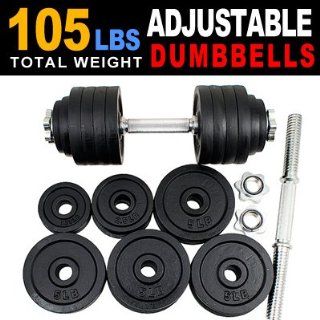 New one pair of 40 50 60 105 200 Lbs adjustable black paint cast Iron dumbbell kit with stainless steel handle (105 LB)  Sports & Outdoors