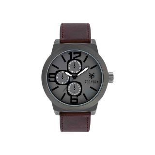 Zoo York Mens Faux Leather Strap Watch, Brown
