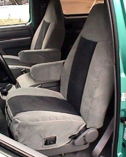 Exact Seat Covers, F119 V7/V1, 1992 1996 Ford Bronco Front High Back Buckets Custom Exact Fit Seat Covers, Gray and Black Velour Automotive