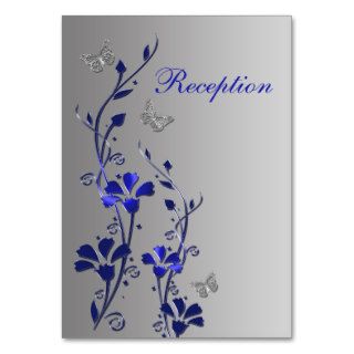 Blue and Silver Floral Butterflies Enclosure Card Business Card