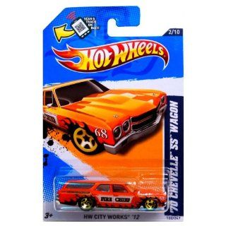 Hot Wheels (Scan & Track Card)   '70 Chevelle SS Wagon (Orange "Fire Chief")   HW City Works 12   2/10 ~ 132/247 [Scale 164] Toys & Games