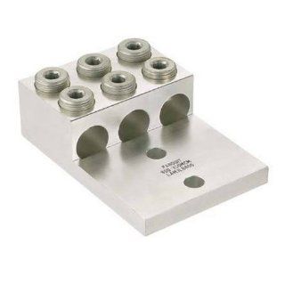 Panduit LAM3LB1000 121Y Three Barrel Lug, Two Hole, 500 kcmil   1000 kcmil Conductor Size Range, 1/2" Stud Hole Size, 1.75" Stud Hole Spacing, 1/2" Hex Size, 0.56" Tongue Thickness, 5.27" Width, 1.88" Overall Height, 6.19"