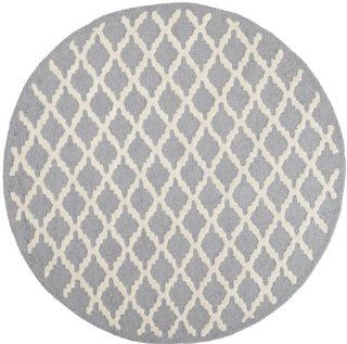 Safavieh CAM137D Cambridge Collection Handmade Wool Round Area Rug, 6 Feet, Silver and Ivory  