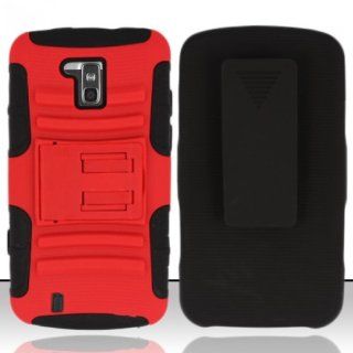 [ 123 Go ] For ZTE Force 4G LTE N9100 (Sprint/Boost) Heavy Duty Armor Style 2 Case w/ Holster   Black/Red AM2H Free Lucky String Wooden Money Bag Bracelet Jewelry: Cell Phones & Accessories