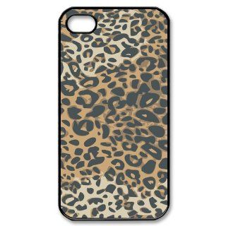 Leopard cell phone high quality and reasonable price durability plastic hard case cover for apple iphone 4 4s with black background by liscasestore: Cell Phones & Accessories