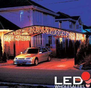 LEDwholesalers 16 Feet 128 LEDs Icicle Christmas Holiday Lights with White Wire, Warm White Light, X059WW : Outdoor Lightstrings : Patio, Lawn & Garden