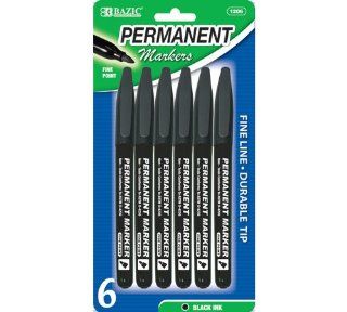 Bazic Fine Tip Permanent Markers, Black, 6 per Pack (Case of 144) : Black Permanent Marker Box Of Colored : Office Products
