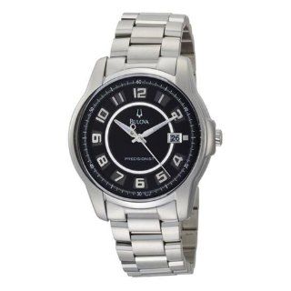 Bulova 96B129 Mens Precisionist Claremont Black Dial Steel Bracelet Watch: Watches