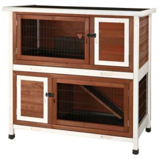 TRIXIE 3.75 ft. x 2 ft. x 3.5 ft. Medium 2 Story Rabbit Hutch in Brown/White 62408