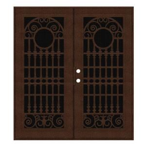 Unique Home Designs Spaniard 60 in. x 80 in. Copper Right Hand Surface Mount Aluminum Security Door with Black Perforated Aluminum Screen 1S2029JL2CCP5A