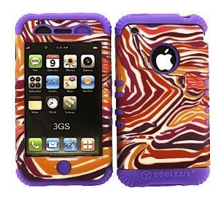 3 IN 1 HYBRID SILICONE COVER FOR APPLE IPHONE 3G 3GS HARD CASE SOFT LIGHT PURPLE RUBBER SKIN ZEBRA LP TE149 S KOOL KASE ROCKER CELL PHONE ACCESSORY EXCLUSIVE BY MANDMWIRELESS: Cell Phones & Accessories