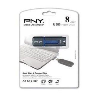 Pny Memory Pny Attach? 2 8 Gb Usb 2.0 Flash Drive   Black, Blue (p fd8gbatt2 ge)   Computers & Accessories