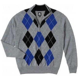 FootJoy Performance Half Zip Lined Sweater Steel Argyle Large : Athletic Sweaters : Sports & Outdoors